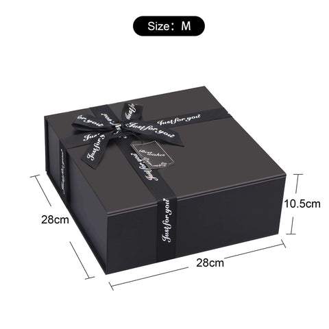 28x28x10.5cm-black-cardboard-gift-box-with-crossing-ribbon