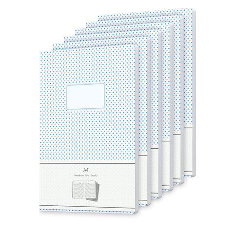 pack-of-6-A4-squared-notebooks-with-blue-grey-dot-cover