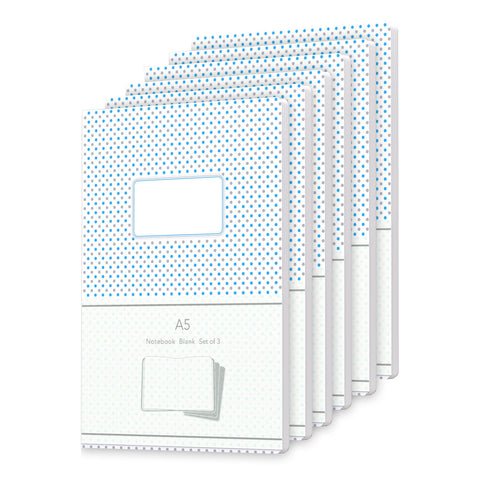 pack-of-6-A5-blank-notebooks-with-blue-grey-dot-cover