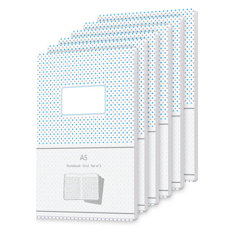 pack-of-6-A5-squared-notebooks-with-blue-grey-dot-cover