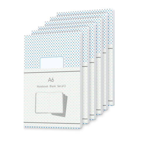 pack-of-6-A6-blank-notebooks-with-blue-grey-dot-cover