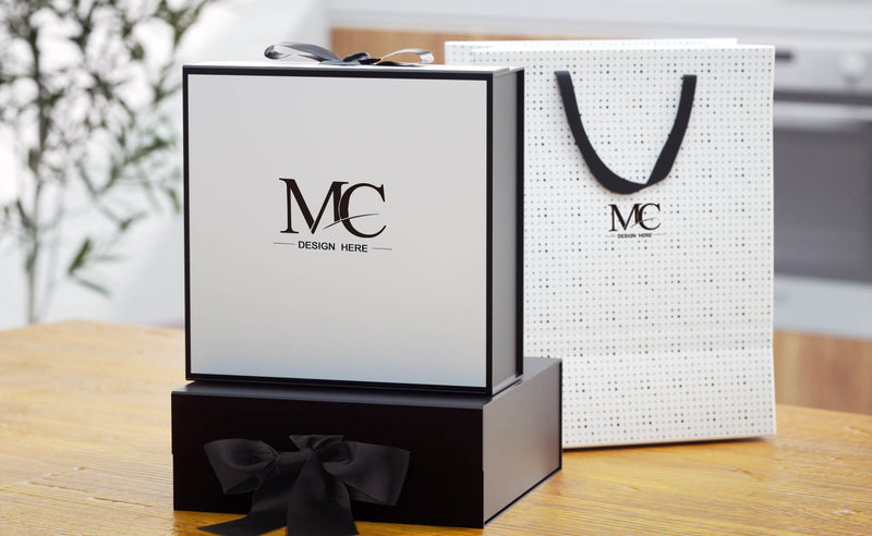 design-logo-on-black-cardboard-gift-boxes&luxury-paper-gift-bag-white