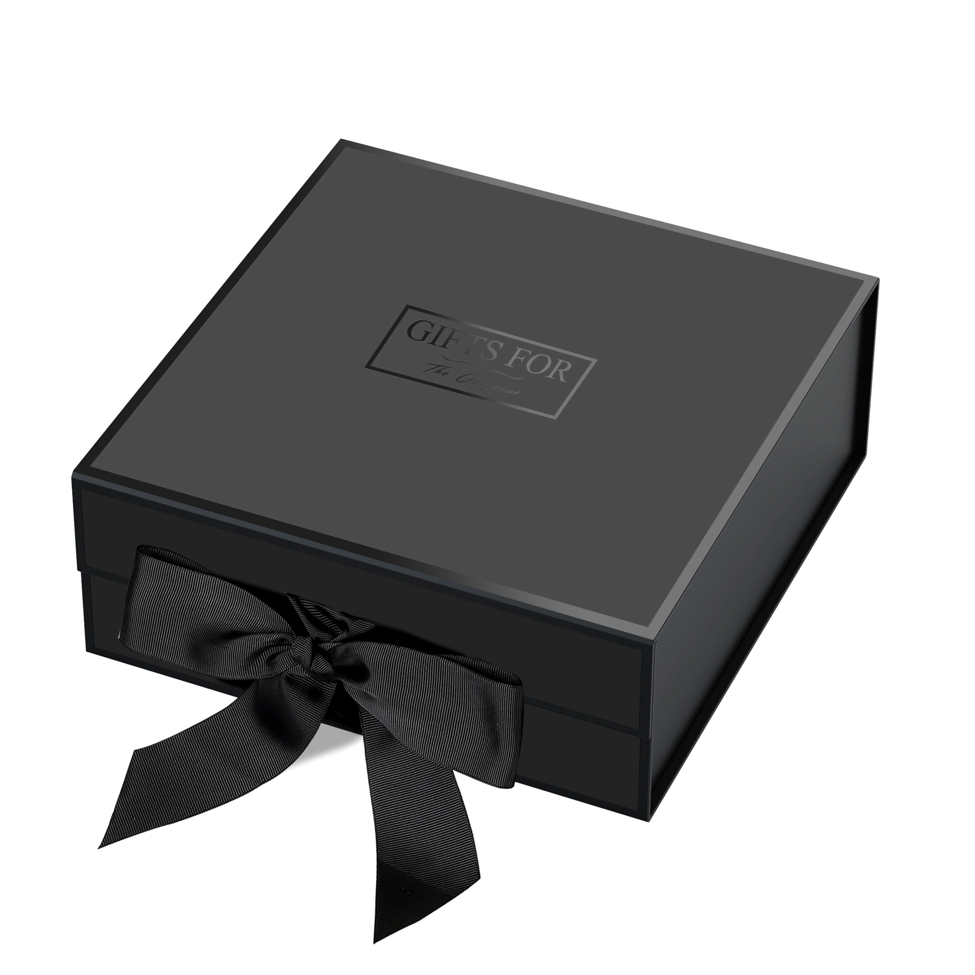 ◆boohoo◆ボックスワイド リブ リビア ポロ / black Sample - Black A4 Deep Gift Box With Changeable Ribbon