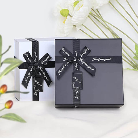 28x28x10.5cm-black&white-gift-boxes-with-crossing-ribbon