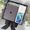 put-the-iPad &earphone-in-28x28x10.5cm-black-gift-box-with-a-lid&ribbon