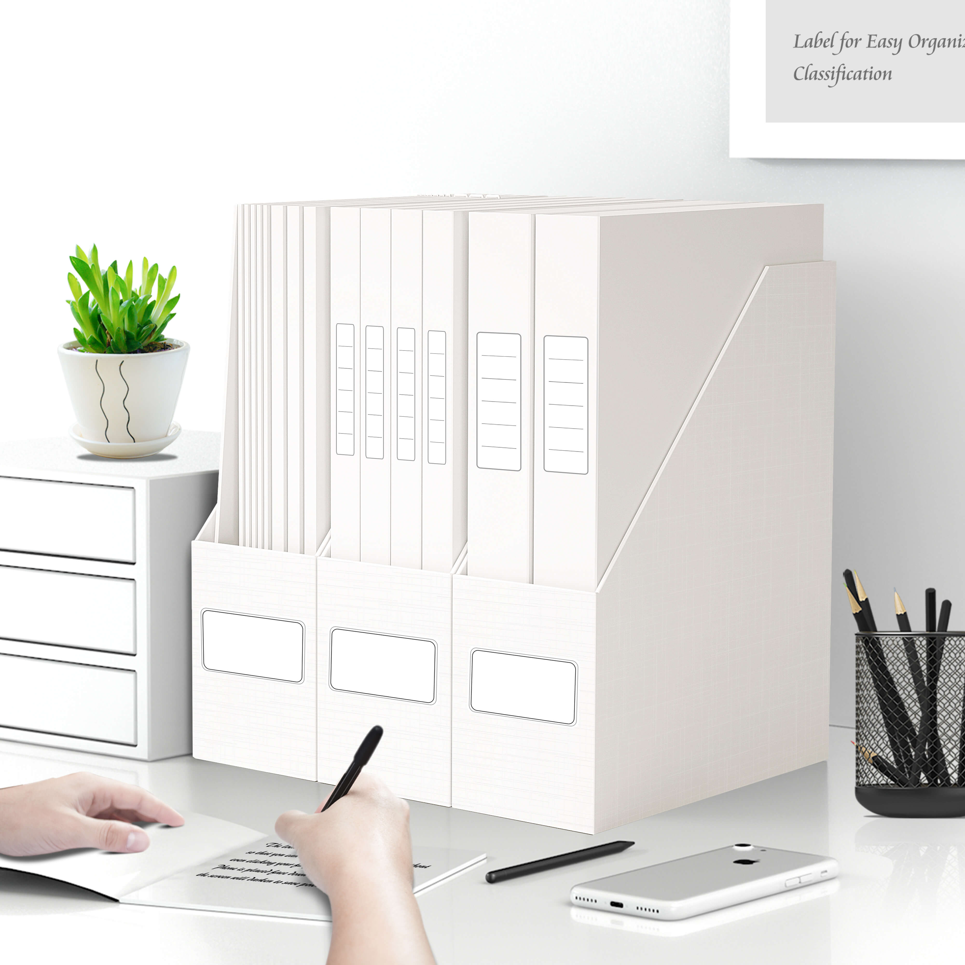 File Box Magazine Holder Stand Cardboard Magazine File Standing Holders for Storing Books, Documents ...